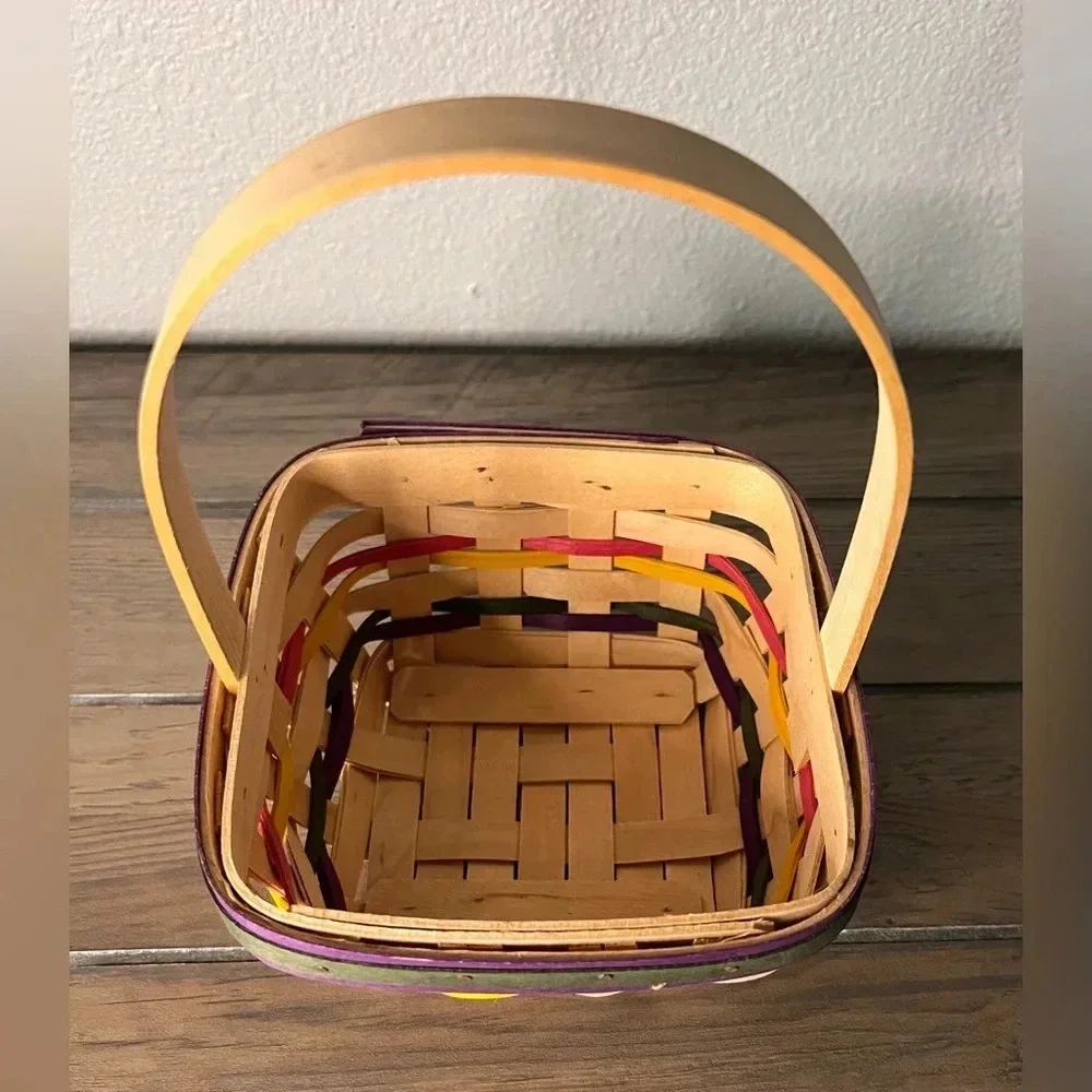 Longaberger 1998 Small Stained Easter‎ Basket, Easter Egg Liner, & Protector